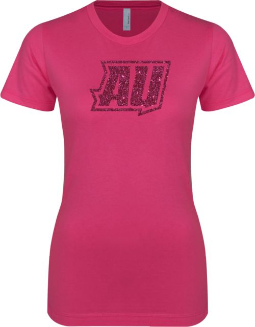 Averett Next Level Womens Fuchsia Boyfriend Tee Primary Mark Glitter - ONLINE ONLY